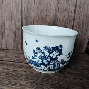 Bjorn Wiinblad Denmark Rose Garden Cachepot 6" Blue & White Bowl Scandinavian